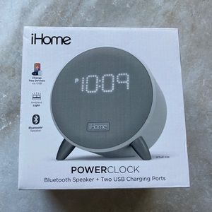 iHome Power Clock Bluetooth Speaker + Two USB Charging Ports